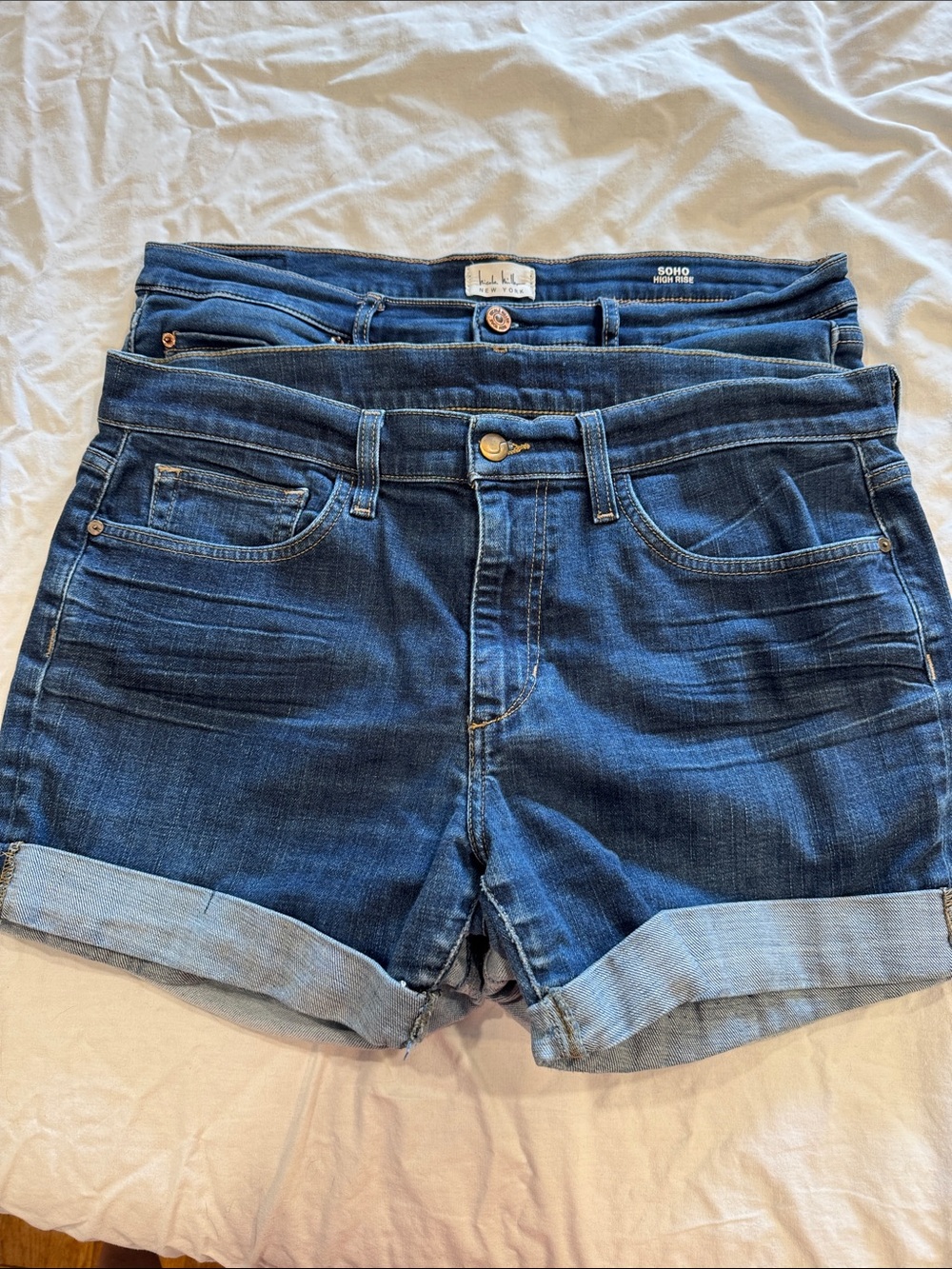 Bundle of Jean Shorts Sevens and Nicolle Miller Dark Blue Denim Roll-Cuff Shorts